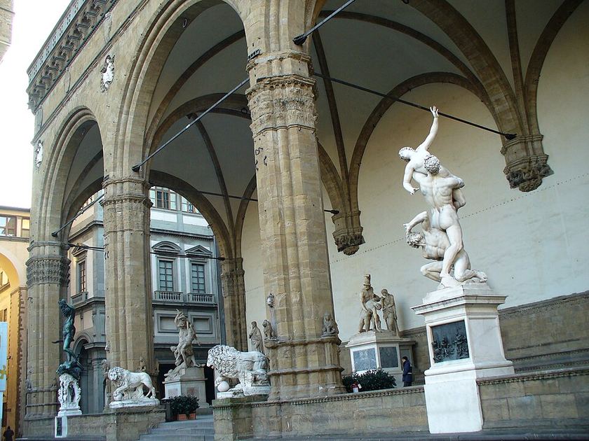 Open-air sculptures under the Loggia dei Lanzi