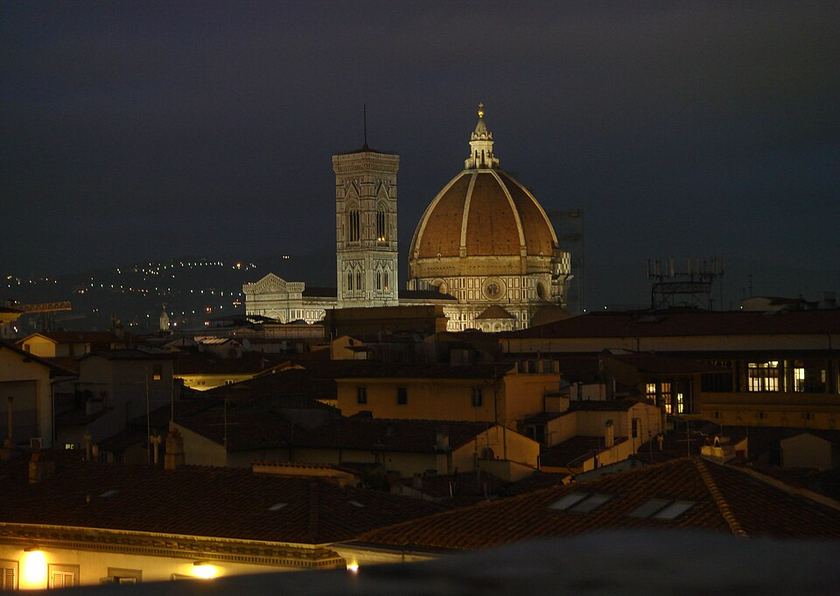 Florence Duomo glowing at night