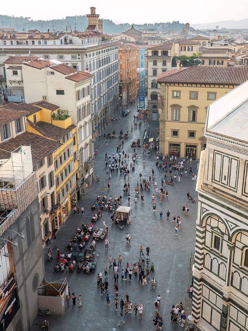 Florence rooftops and streets from the Duomo terrace
